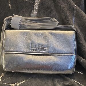 Nicole Miller New York Metallic Silver Crossbody Bag